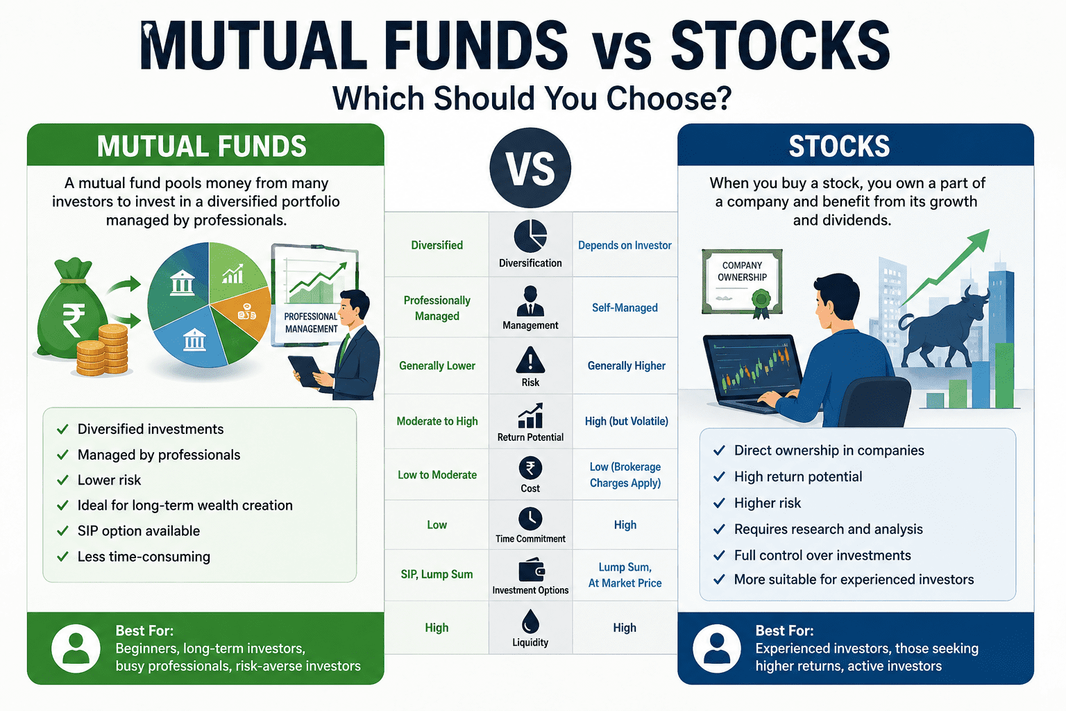 Mutual funds vs stocks