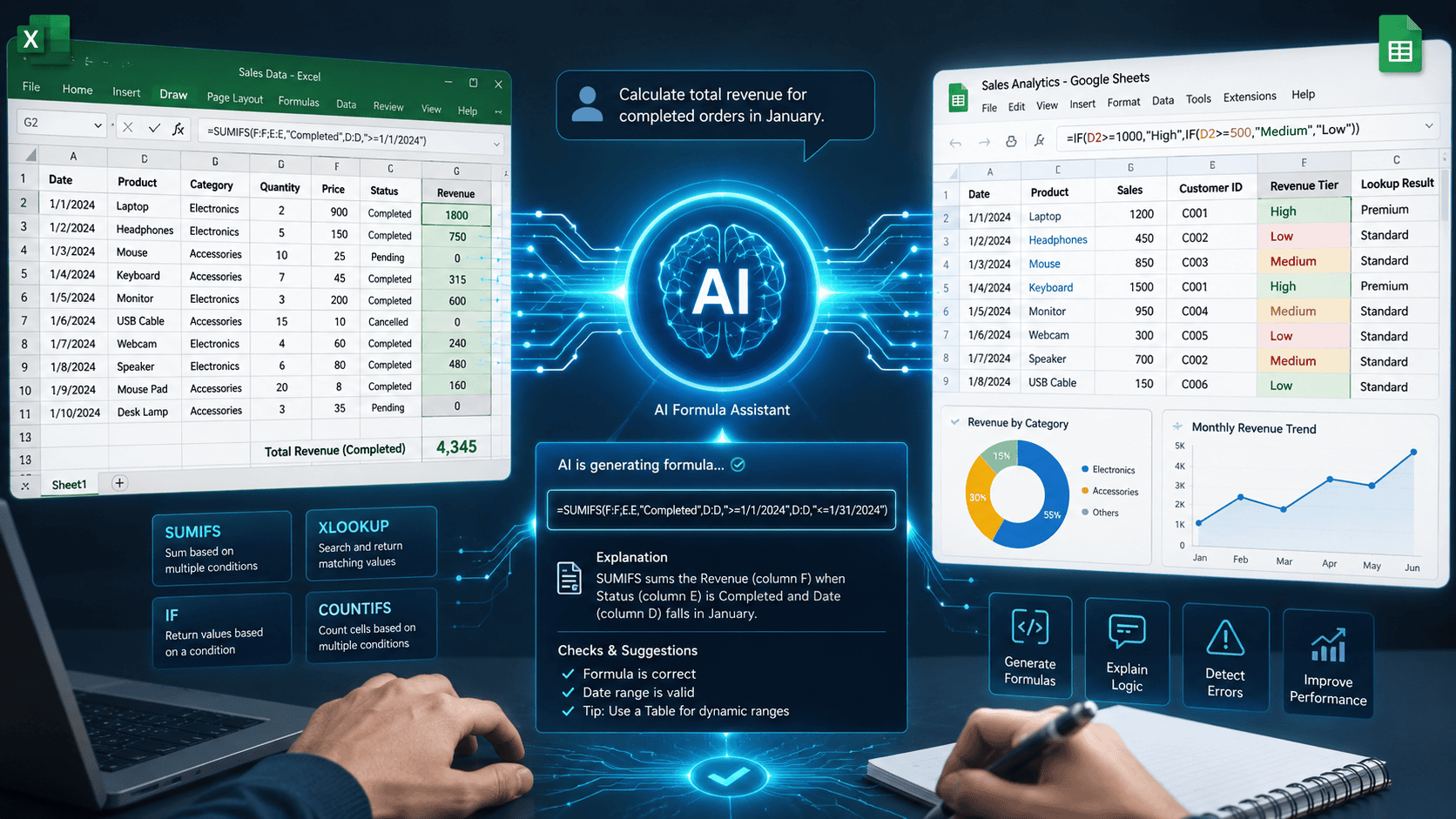 AI in Excel and Google Sheets